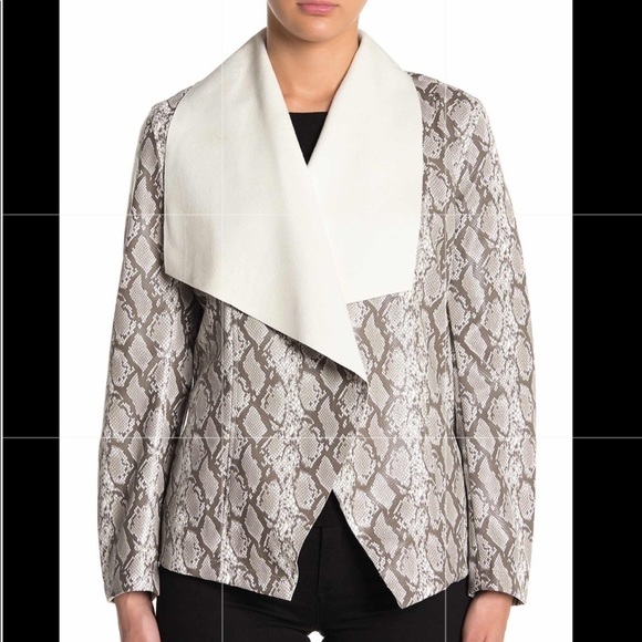 NWT SZ L Tahari leather snakeskin cardigan jacket - Picture 1 of 7